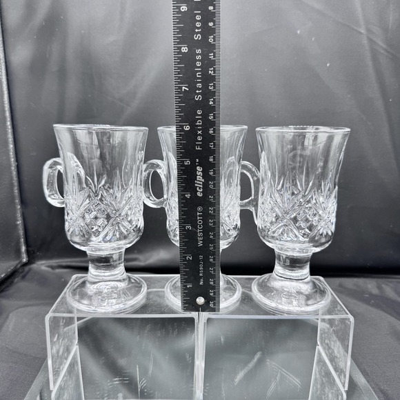 Godinger Dublin Irish Coffee Mugs Clear Crystal Glass Lot Of 3 VTG - Picture 5 of 6